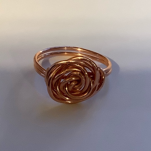 Copper wire wrapped ring rose design handmade size 9.5 - Picture 3 of 5